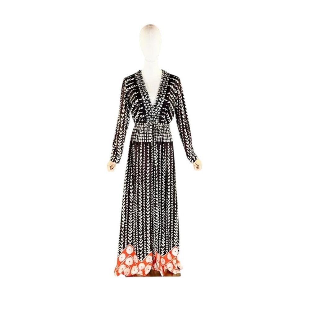 1970s Embellished Wide Leg Palazzo Jumpsuit with Drop Waist by Saks Fifth Avenue